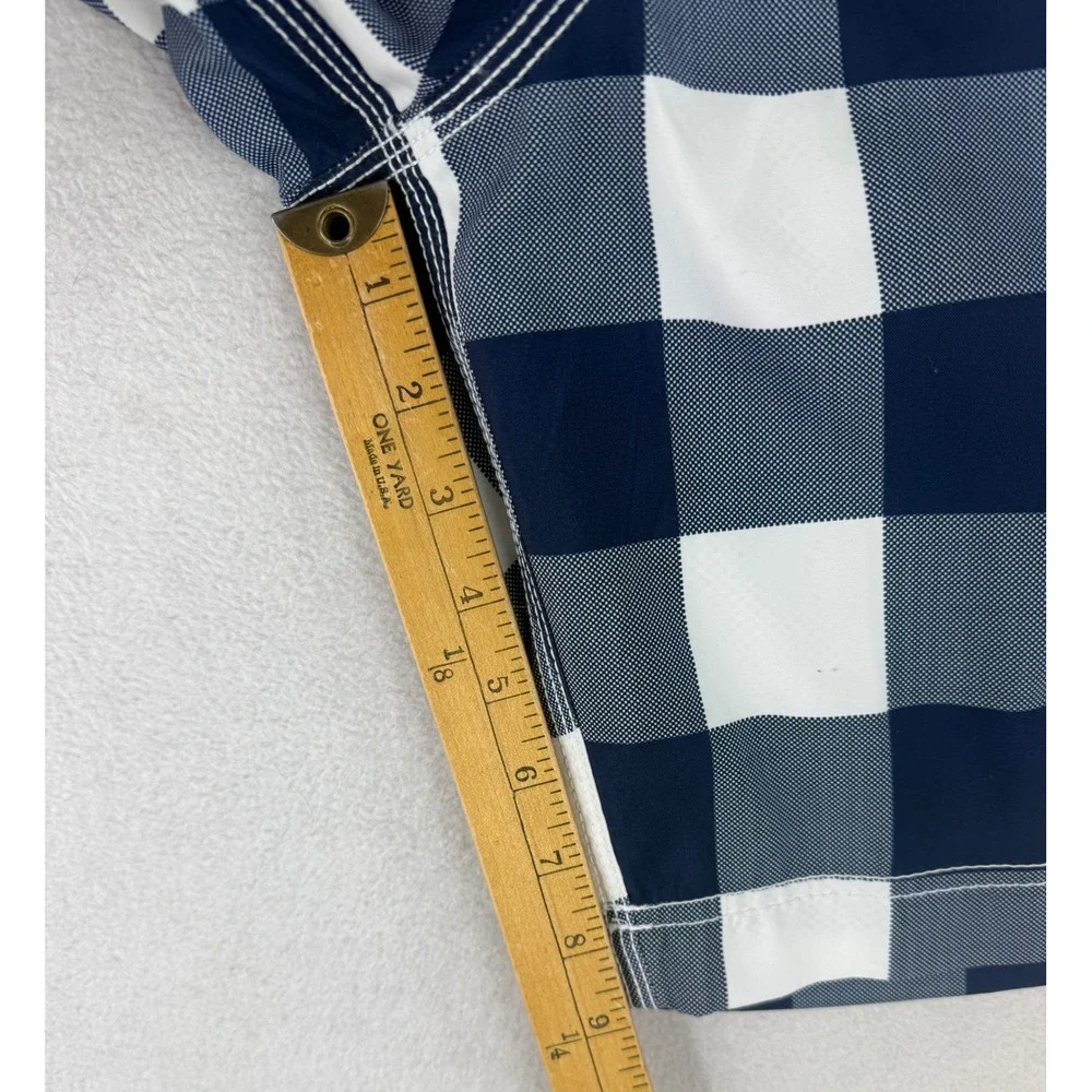 American Eagle Swim Trunks Mens XL Navy Blue White Buffalo Plaid Board Shorts